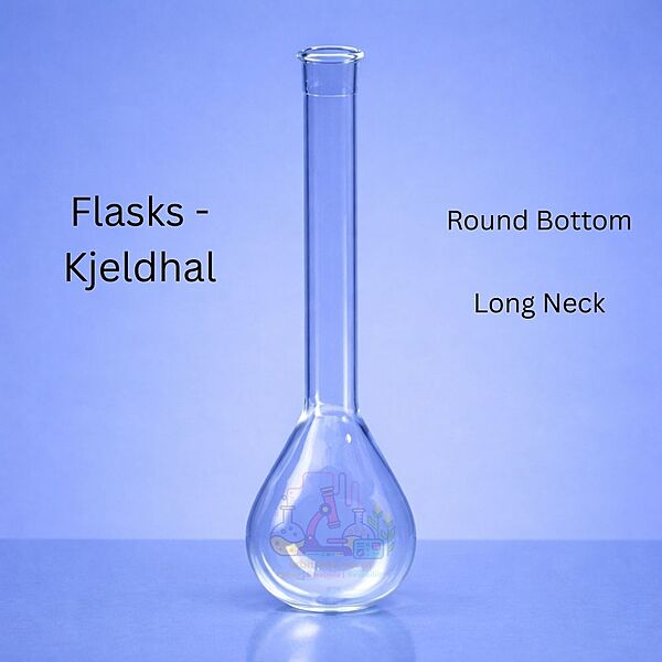 Flasks - Kjeldhal - Round Bottom - long neck - Plain