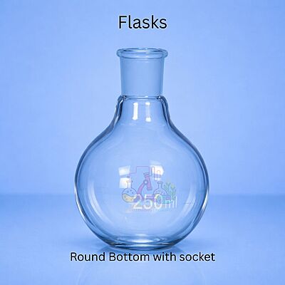Flasks - Round Bottom with socket - CLEAR