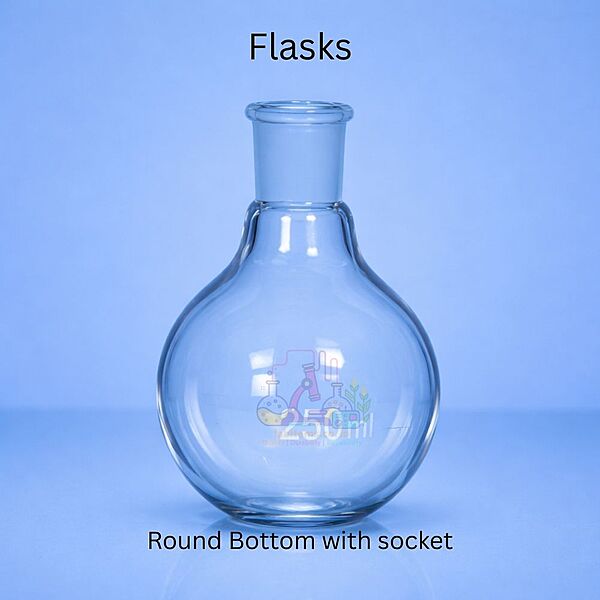 Flasks - Round Bottom with socket - CLEAR
