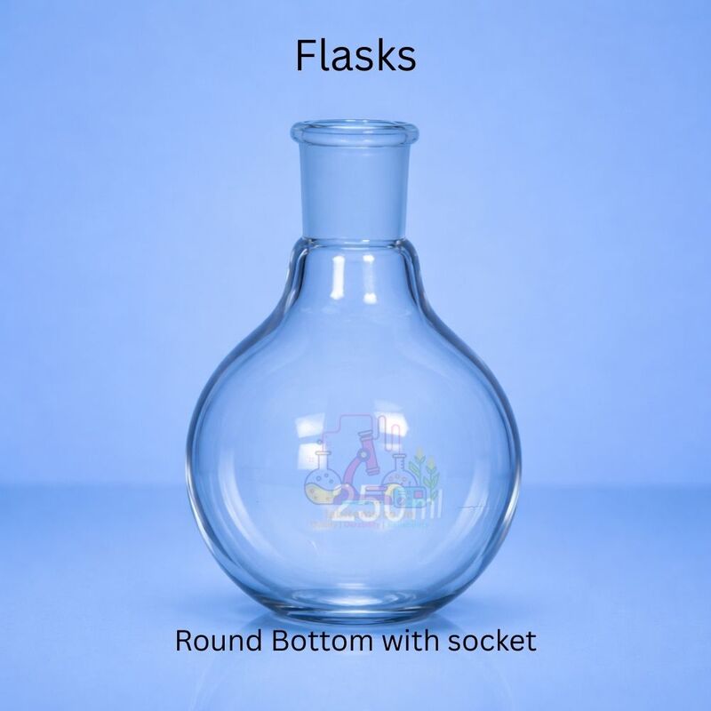 Flasks - Round Bottom with socket - CLEAR