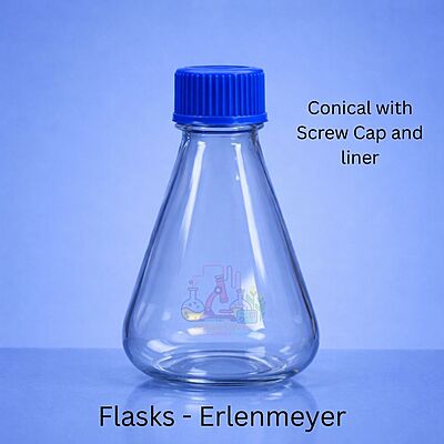 Flasks Erlenmeyer - Conical with Screw Cap and liner