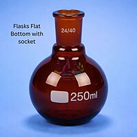 Flasks Flat Bottom - with socket - AMBER