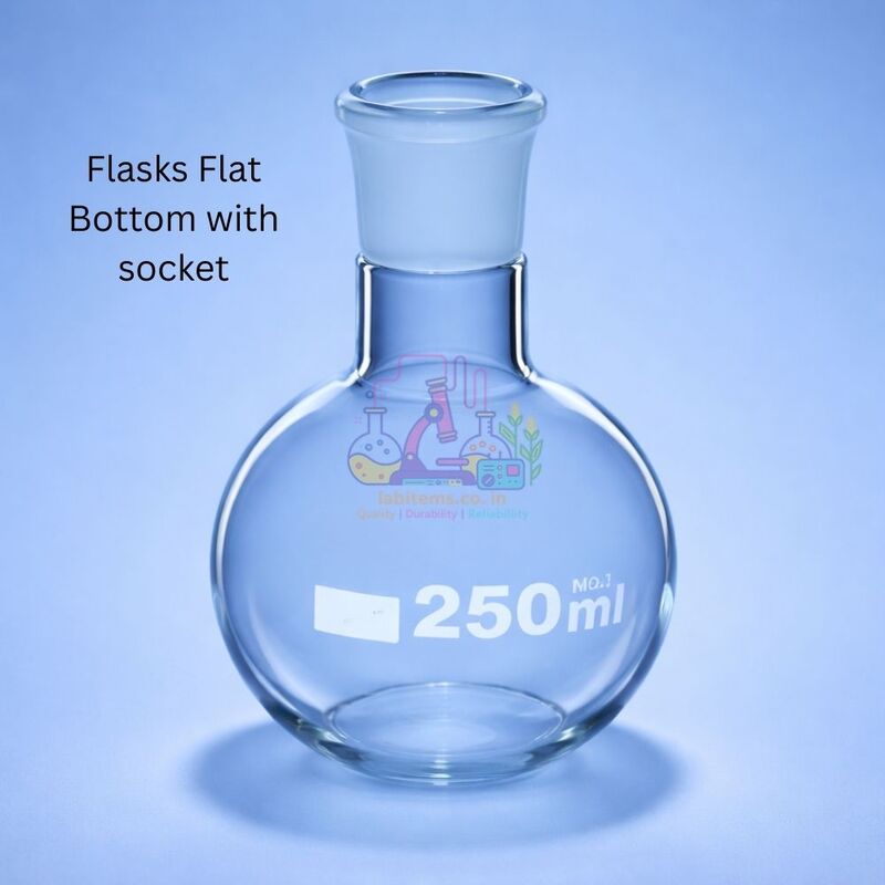 Flasks Flat Bottom - with socket - CLEAR
