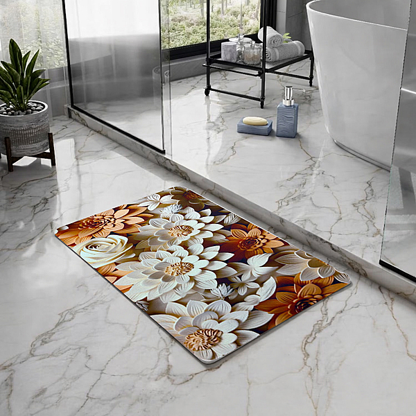 Floral & Geometric Floor Mat Set of 2 for Home, Kitchen, Living room & Bathroom