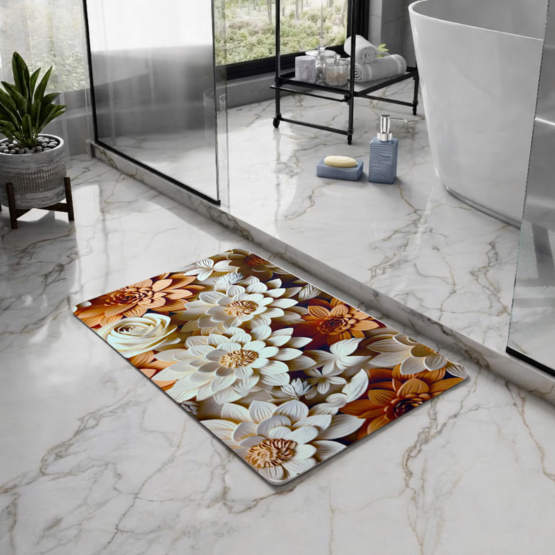 Floral & Geometric Floor Mat Set of 2 for Home, Kitchen, Living room & Bathroom