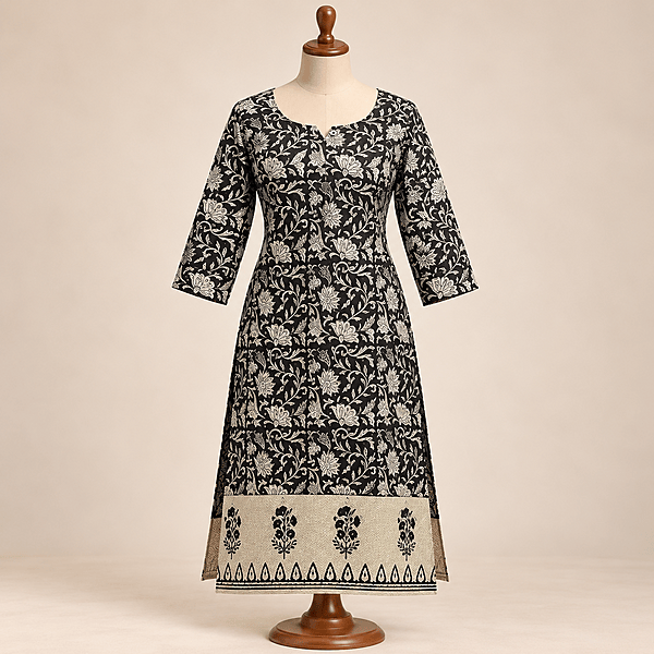 23jbblack floral premium cotton slit top