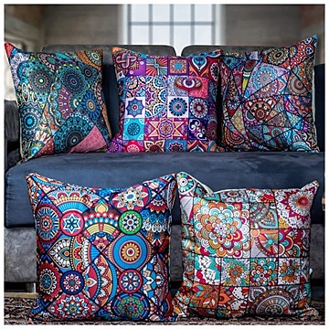 Floral Digital Printed Cushion Cover Set of 5 - 14