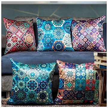 Floral Digital Printed Cushion Cover Set of 5 - 15