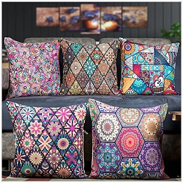 Floral Digital Printed Cushion Cover Set of 5 - 16