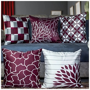 Floral Digital Printed Cushion Cover Set of 5 - 17