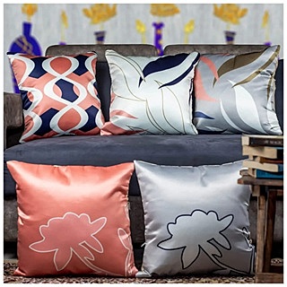 Floral Digital Printed Cushion Cover Set of 5 - 3