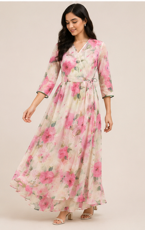 Floral full length top and skirt