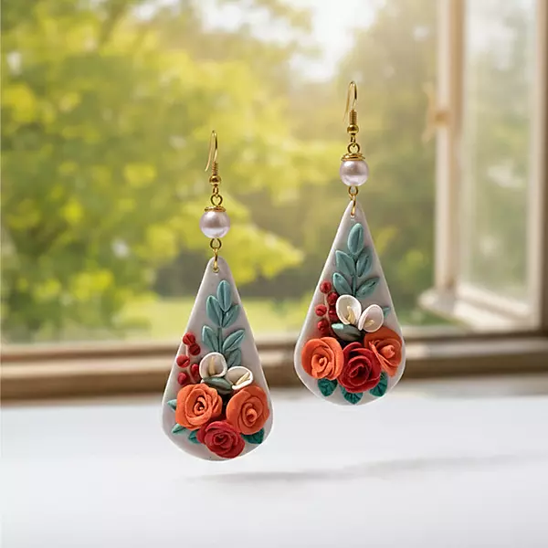 Sunset Rose Handcrafted Earrings