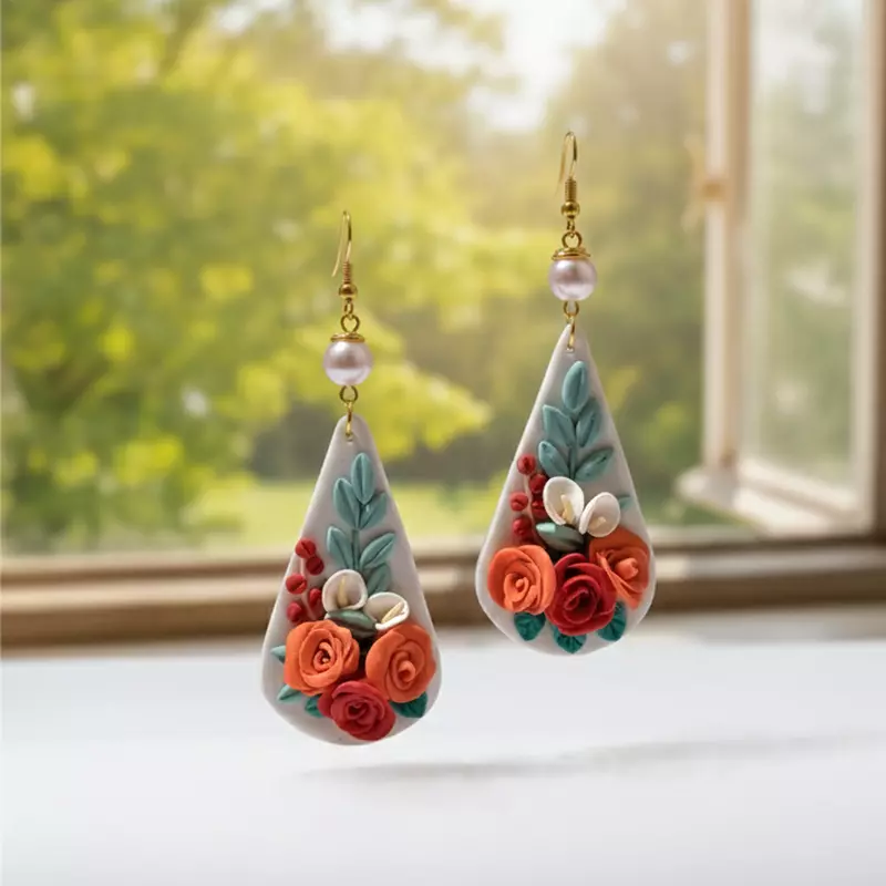 Sunset Rose Handcrafted Earrings