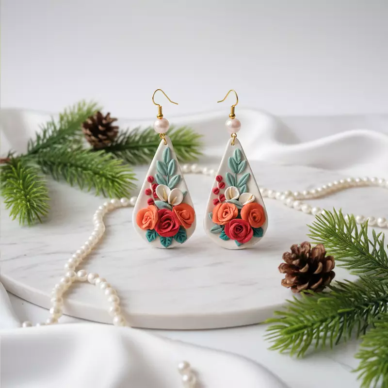 Sunset Rose Handcrafted Earrings