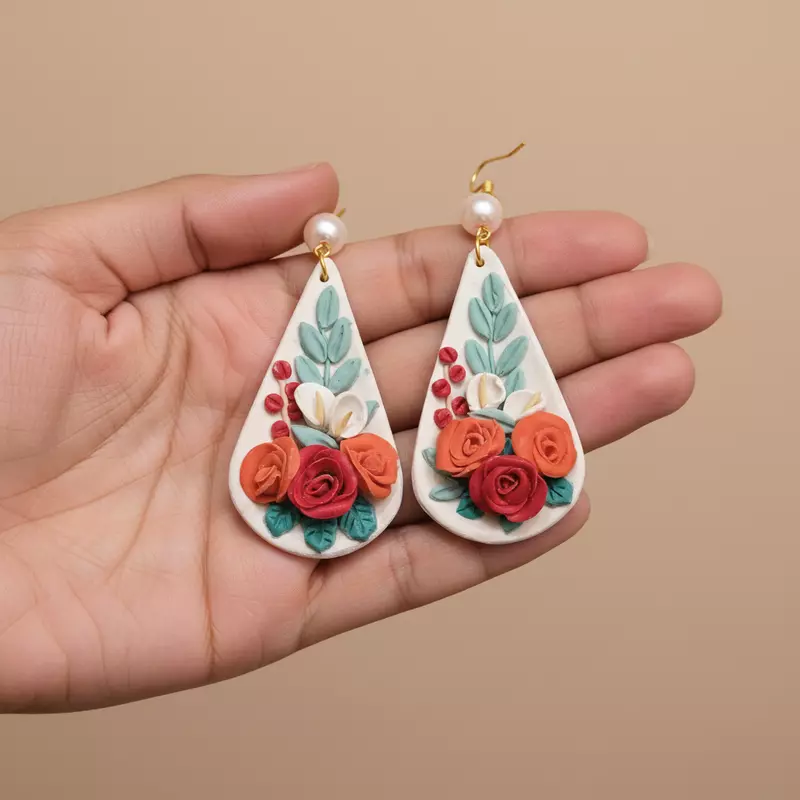 Sunset Rose Handcrafted Earrings