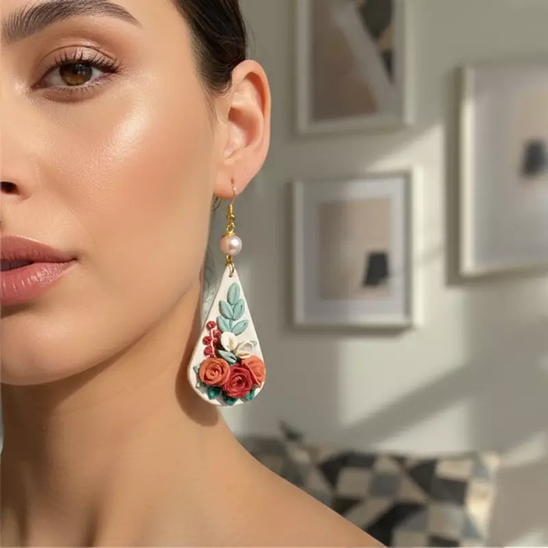 Sunset Rose Handcrafted Earrings