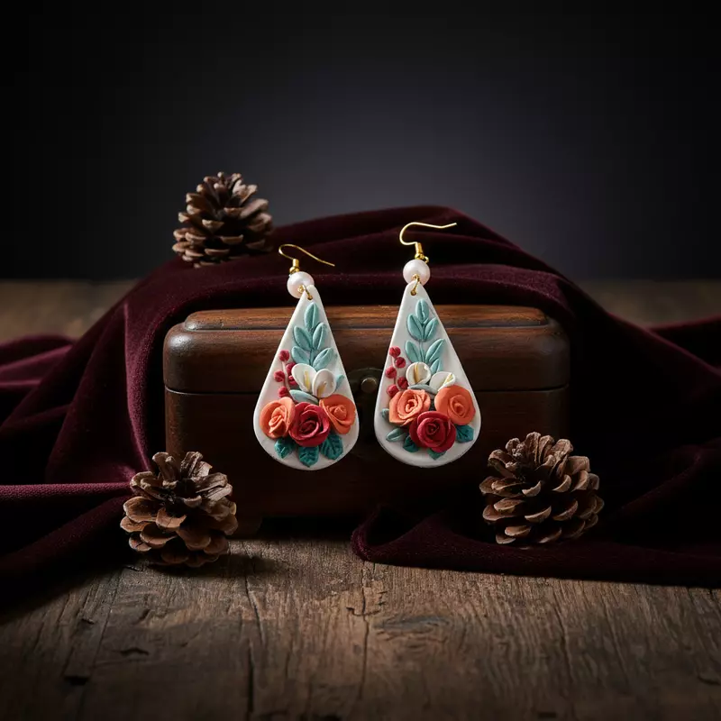 Sunset Rose Handcrafted Earrings