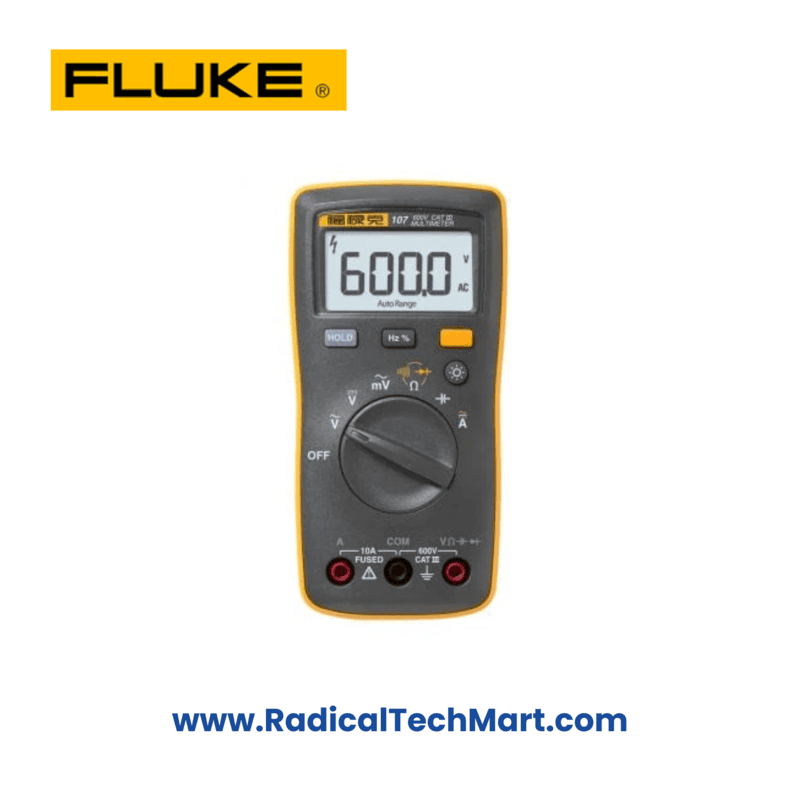 Fluke 107 CAT III Digital Multimeter - Compact Palm Size with Test Leads
