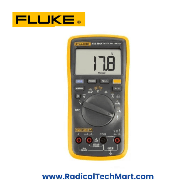 Fluke 17B MAX Digital Multimeter with test leads and backlit LCD