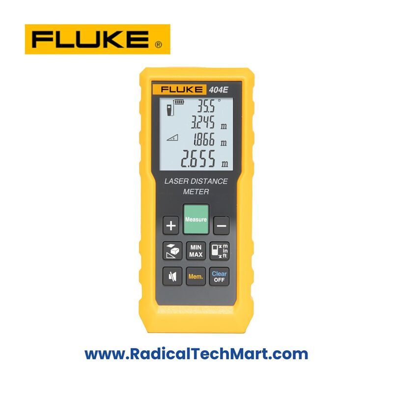 Fluke 404E Laser Distance Meter with backlit display and rugged casing