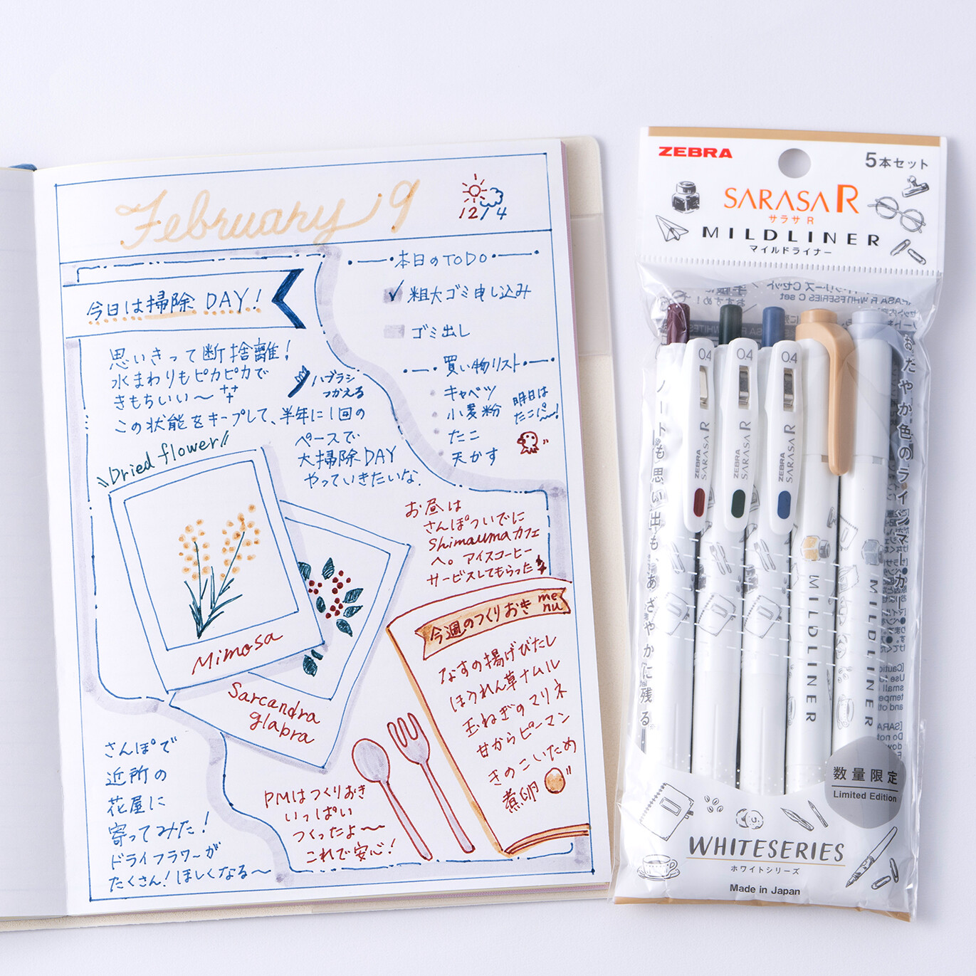 Zebra Sarasa R x Mildliner White Series C