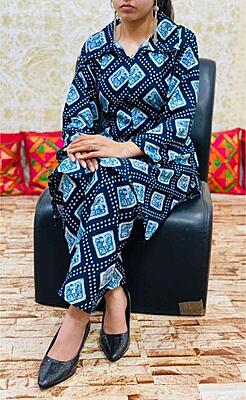 Foil Printed Rayon Co-Ord Set Catalogue 1-Indigo Foil Printed Rayon Co-Ord Set Catalogue 1-Indigo