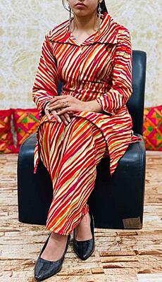 Foil Printed Rayon Co-Ord Set Catalogue 1-Red Foil Printed Rayon Co-Ord Set Catalogue 1-Red