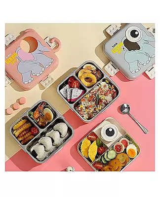 Fooddict Premium Stainless Steel Kids Lunch Box | 304 Grade Multi Compartment Tusky (1120ml + 70ml)