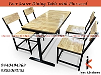 Four Seater Dining Table with Iron and Pine Wood