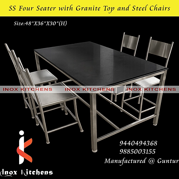 SS Four Seater Dining Table with granite