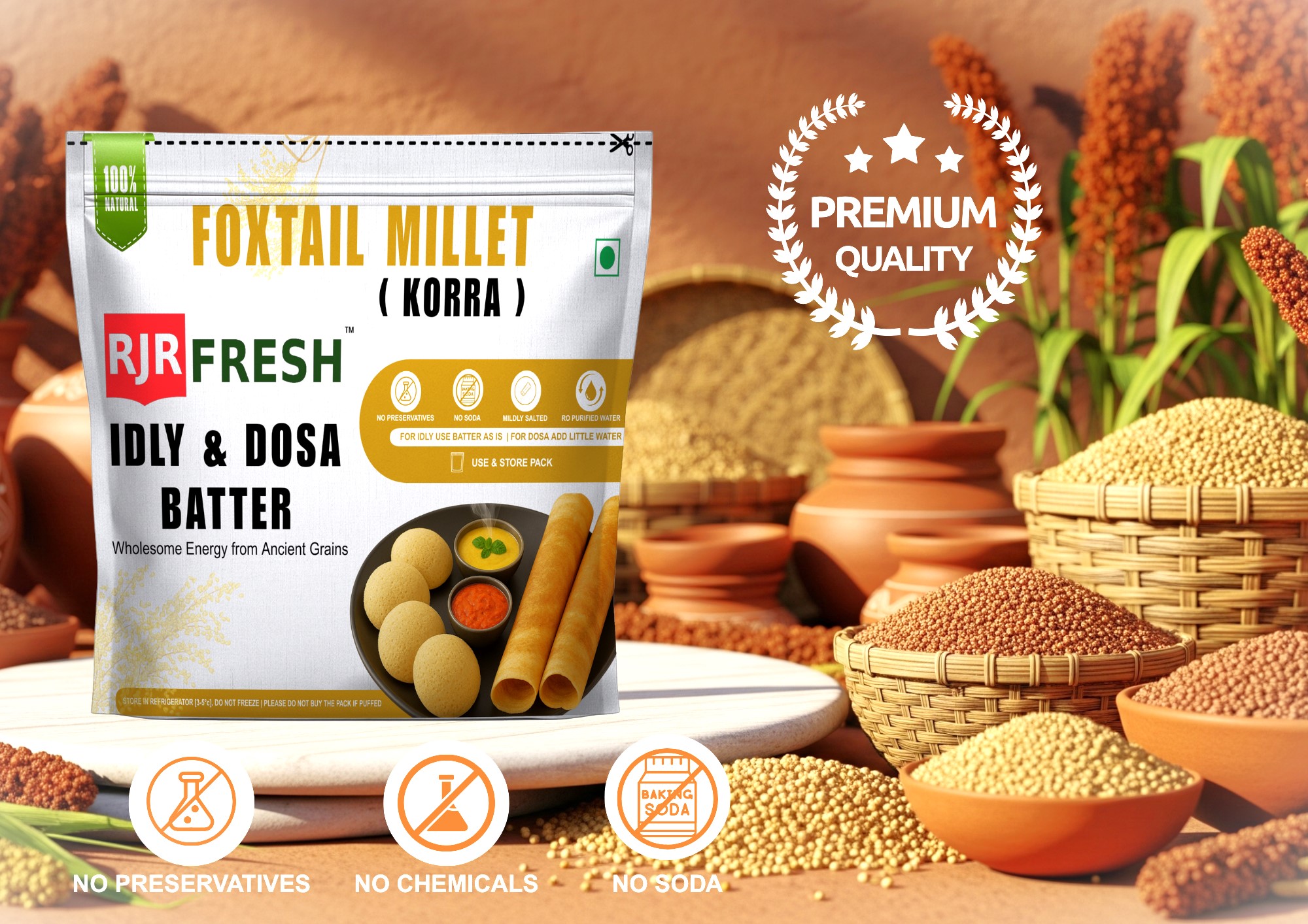 Foxtail Millet (Korra/కొర్ర) Idly & Dosa Batter Foxtail Millet (Korra/కొర్ర) Idly & Dosa Batter