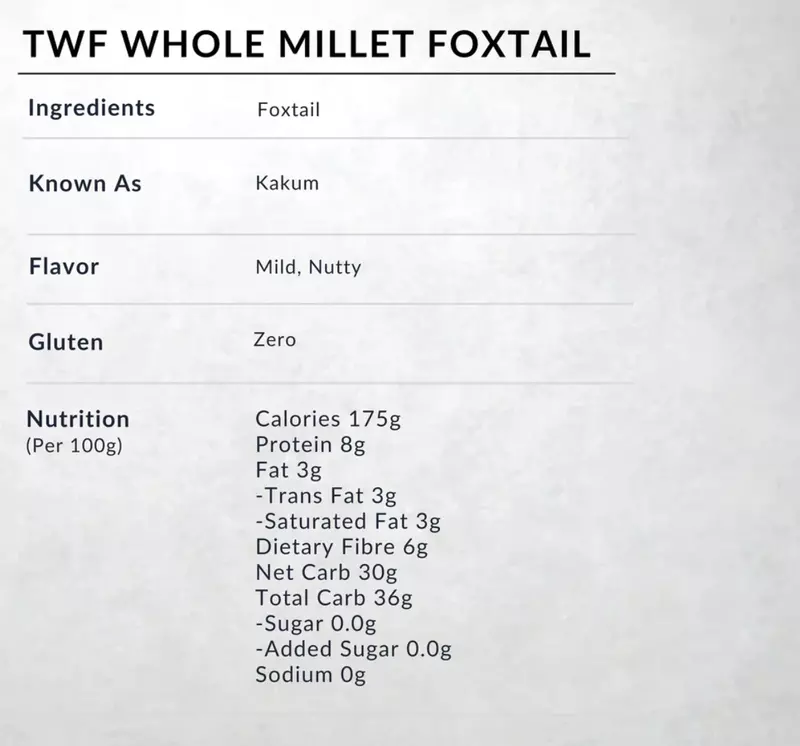 Foxtail Whole Millet (Gluten Free) 1 Kg - TWF
