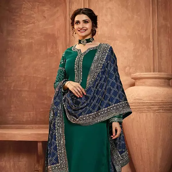 Green Embroidered Suit Set