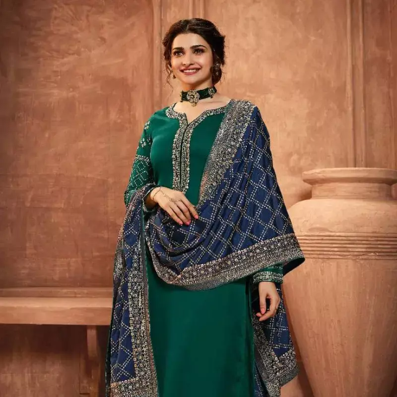 Green Embroidered Suit Set