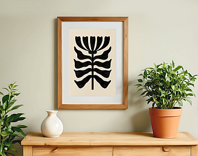 Black Abstract Floral Art Print I Modern Manimalistic Poster