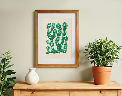 Green Speckled Abstract Coral Poster I Modern Organic Wall Art