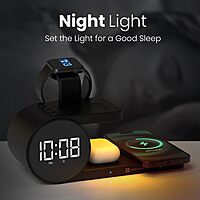 Portronics Freedom 6 15W Wireless Charger with 6-in-1 Function, Earbuds & Watch Wireless Charging, Digital Clock with Alarm, Compatible with iPhones/Samsung Smartphone Series, Support Fast Charging Portronics Freedom 6 15W Wireless Charger with 6-in-1 Function, Earbuds & Watch Wireless Charging, Digital Clock with Alarm, Compatible with iPhones/Samsung Smartphone Series, Support Fast Charging