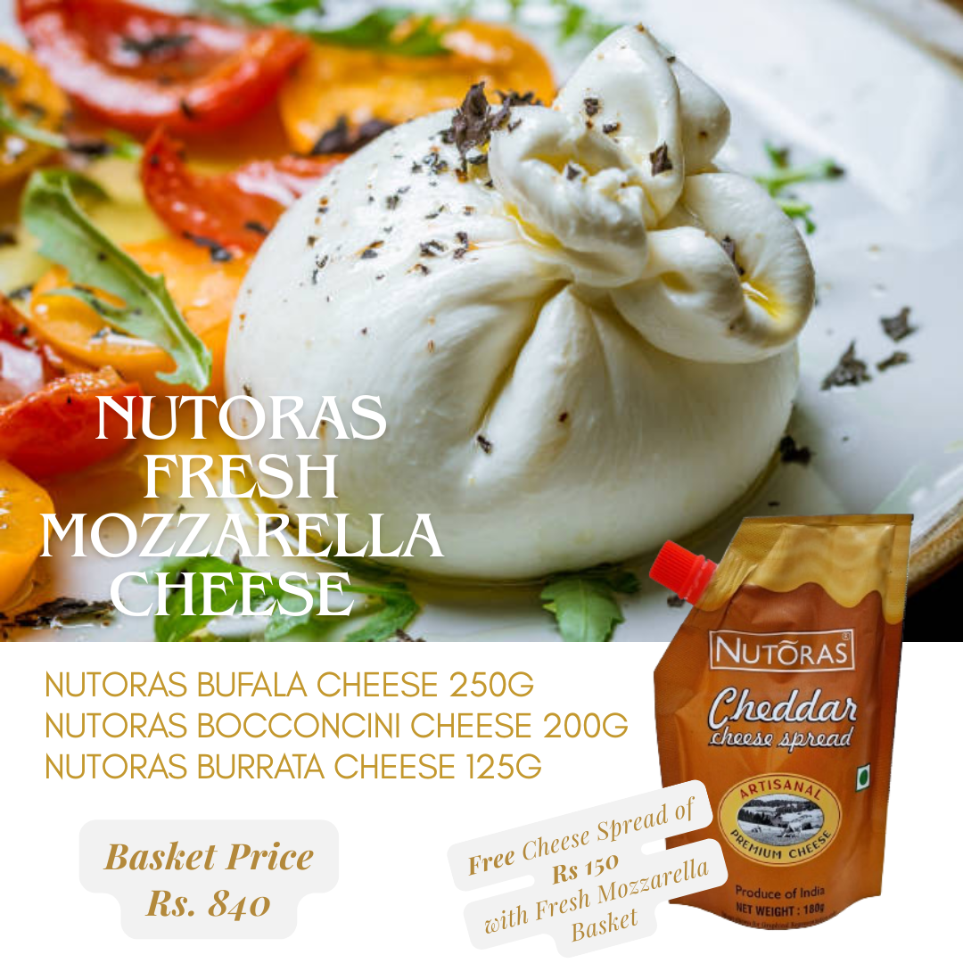 Nutoras Fresh Mozzarella Cheese Basket(1Bufala, 1Bocconcini, 1Burrata - Free Cheese Spread) Nutoras Fresh Mozzarella Cheese Basket(1Bufala, 1Bocconcini, 1Burrata - Free Cheese Spread)