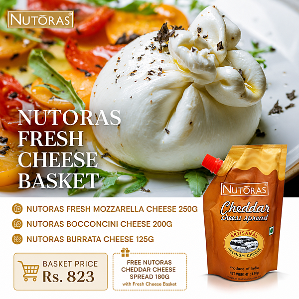 Nutoras Fresh Mozzarella Cheese Basket(1Bufala, 1Bocconcini, 1Burrata - Free Cheese Spread) Nutoras Fresh Mozzarella Cheese Basket(1Bufala, 1Bocconcini, 1Burrata - Free Cheese Spread)