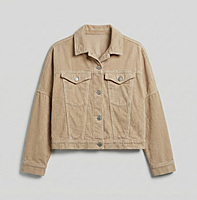 Beige Corduroy Cropped Jacket