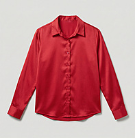 Crimson Satin Button Shirt