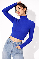 Cropped Ribbed Turtleneck Sweater