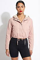 Cropped Hooded Drawstring Jacket
