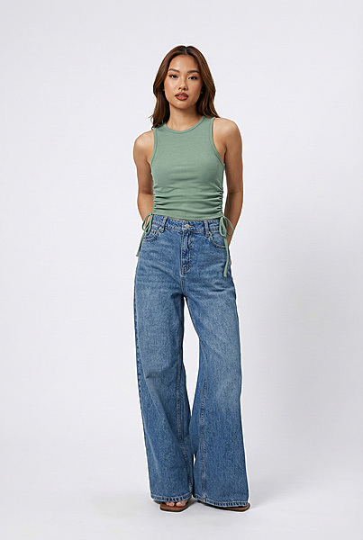 Sage Ruched Side-Tie Tank