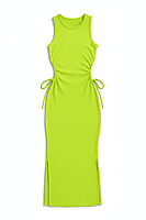 Ribbed Drawstring Midi Dress