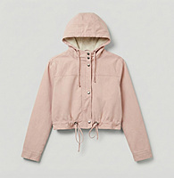 Cropped Hooded Drawstring Jacket