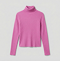 Cropped Ribbed Turtleneck Top