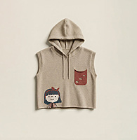 Sleeveless Knit Hoodie Crop