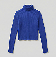 Cropped Ribbed Turtleneck Sweater